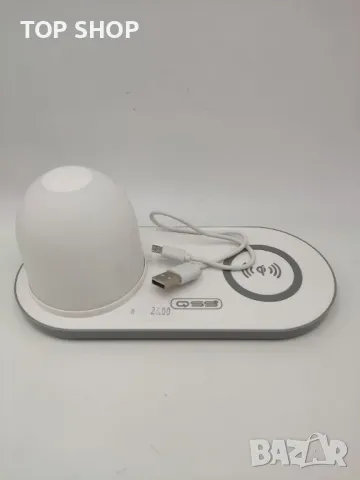 QSS LED нощна лампа  Безжично Qi зарядно устройство за смартфон, снимка 2 - Безжични зарядни - 48887745