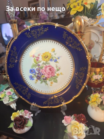 EPIAG Carlsbad Czechoslovakia- уникална красота изобразена върху превъзходно плато 24.5 см Код P1824, снимка 8 - Сервизи - 53002310