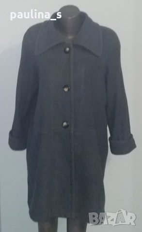 Луксозно вълнено палто в цвят Петрол "Three luster"® / голям размер , снимка 1 - Палта, манта - 26879606