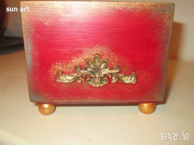 винтидж кутийка  в червено за бижута-hand made, снимка 5 - Подаръци за жени - 43303081