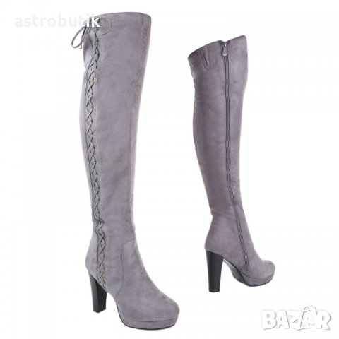 Ботуши над коляно в сиво - намаление!, снимка 2 - Дамски ботуши - 27706627