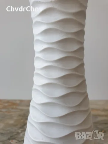 Edelstein 24см/Еделщайн Бавария стара немска порцеланова ваза/бяла-модернизъм-бисквит, снимка 3 - Вази - 48890828