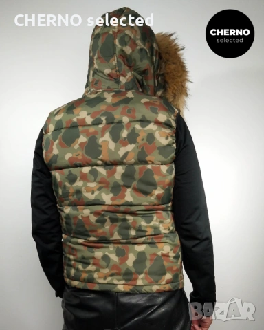 Мъжки камуфлажен елек с качулка ALPHA INDUSTRIES Camouflage Hooded Field Vest L•M  Нов без етикети , снимка 4 - Якета - 53307259