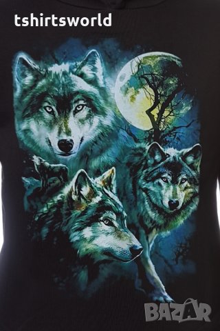 Нов мъжки суичър с дигитален печат Три вълка, пълнолуние, Серия вълци, снимка 6 - Суичъри - 30163088