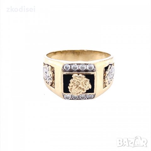Златен мъжки пръстен 8,08гр. размер:64 14кр. проба:585 модел:13346-1, снимка 1 - Пръстени - 38970130