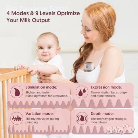 Нова Електрическа Безжична Помпа за Кърмене LCD 4 Режима 3 Вложки, снимка 2 - Помпи за кърма - 50746646