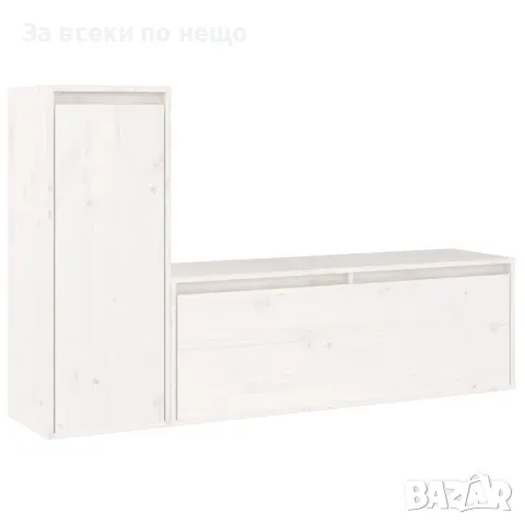 ТВ шкафове, 2 бр, бели, бор масив, снимка 1