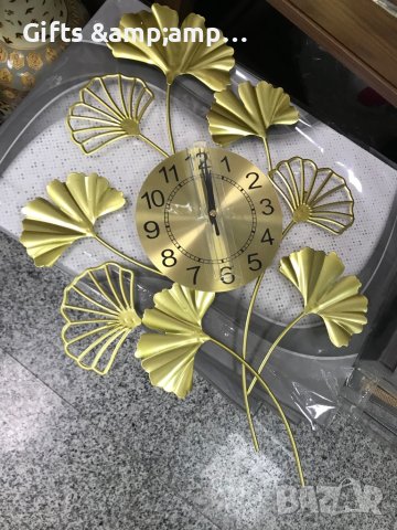 Стенен метален часовник в златен цвят, снимка 3 - Стенни часовници - 42944501