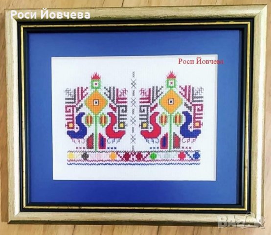 ръчно бродирана шевица "Богинята майка с две птици", за годеж, сватба, годишнина, за нов дом, повод, снимка 4 - Декорация за дома - 38743424