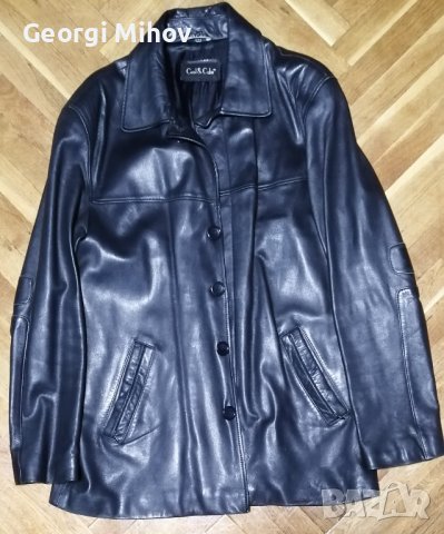 Мъжко черно кожено яке/сако от агнешка кожа - размер L