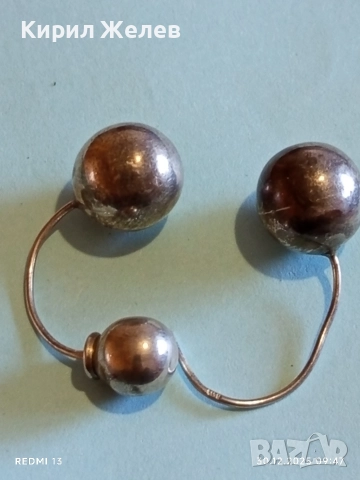 Стари ретро сребърни обеци тип Топче винтидж стил 38222, снимка 6 - Обеци - 52933736