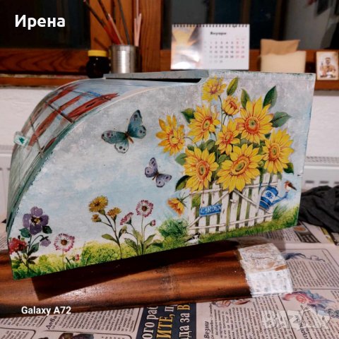 КУТИЯ ЗА ХЛЯБ С ДЕКУПАЖ, снимка 2 - Кутии за храна - 44026459