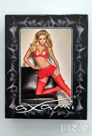 Секси червен комплект от три части на фирма AXAMI - Оригинал, снимка 3 - Бельо - 43395939