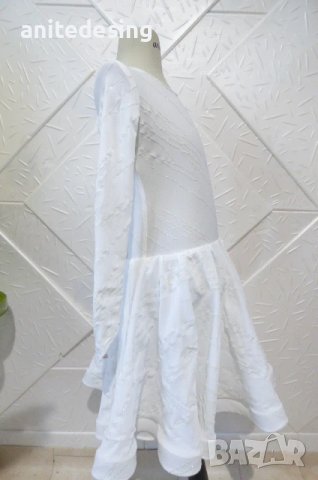 Детска бяла рокля за спортни танци със сребърен печат, снимка 4 - Детски рокли и поли - 50661868