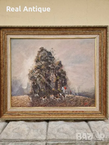 Много добра антикварна авторска майсторска картина масло върху платно , снимка 2 - Картини - 48143751