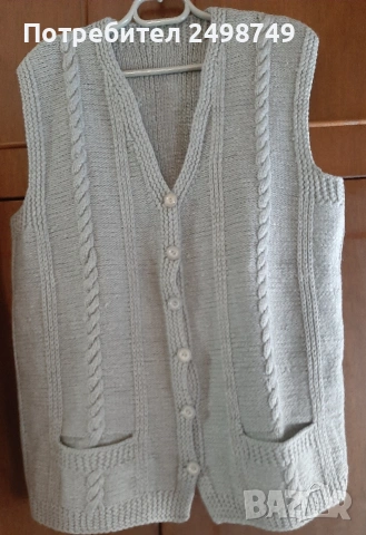 Жилетка и елек ръчно плетени, НОВИ, снимка 4 - Блузи - 53206052