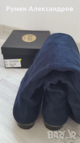 Тъмно сини велурени дамск високи ботуши ELIZA р-р 39, снимка 6 - Дамски ботуши - 52793370