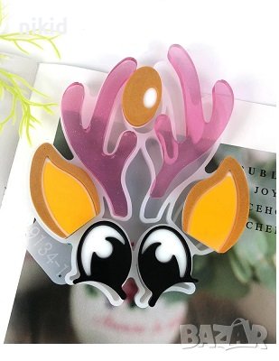 елен части очи нос уши рога шапка силиконов молд форма фондан шоколад смола декор украса торта, снимка 2 - Форми - 43690324