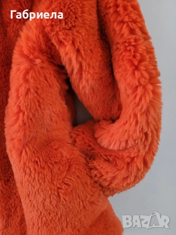Детско оранжево пухено палтенце 8-9 години, снимка 10 - Детски якета и елеци - 53609030