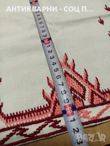 Соц Старо Ръчно Бродирано Каре Покривка Номер 275., снимка 9 - Антикварни и старинни предмети - 53057365