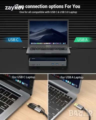 USB 3.0 докинг станция, IVIIN универсална докинг станция с 4K HDMI и 5K DisplayPort, снимка 2 - Друга електроника - 50217863