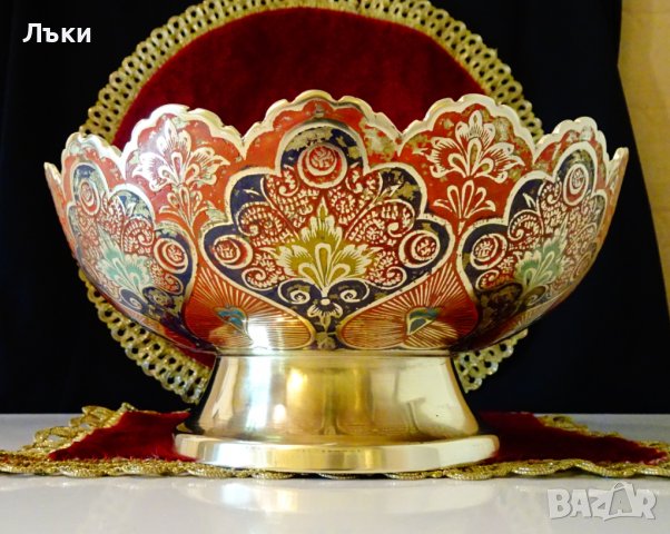 Бронзова фруктиера 720 гр.,клетъчен емайл. , снимка 9 - Антикварни и старинни предмети - 37120926
