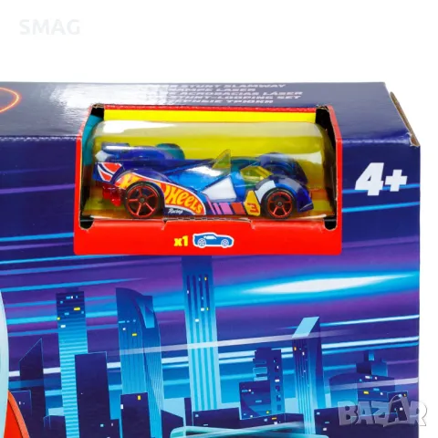 Hot Wheels Neon Speeders Laser Stunt Slamway с 1 превозно средство - Mattel S_1230388, снимка 2 - Коли, камиони, мотори, писти - 47977340