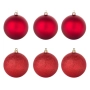 Комплект коледни топки червени матови с брокат 10 см 6 бр._1062782, снимка 1