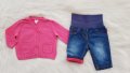 Бебешки дънки и жилетка 0-3 месеца, снимка 1 - Комплекти за бебе - 42943055