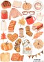 Скрапбук стикери за декорация планер pumpkin есен autumn самозалепващ лист А5 - различни видове, снимка 1 - Други - 37815071