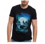 Нова мъжка тениска с дигитален печат Вълк, пълнолуние, Серия вълци