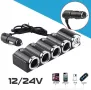 Разклонител за запалка с 4 гнезда, 2 USB, 12-24V., снимка 2