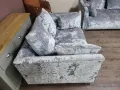 Сиви плюшени дивани от плат тройка и двойка, снимка 8