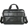 Мъжка  стилна и практична бизнес чанта (куфарче за лаптоп 15”) Черна естествена кожа!, снимка 2