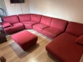 Луксозен ъглов диван бордо + табуретка | Внос Нидерландия, снимка 1