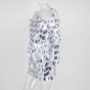 Сребриста бална абитуриентска официална къса рокля лукс с пера пайети, снимка 6