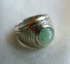 Стар сребърен пръстен с нефрит, снимка 4