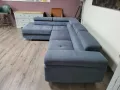 Сив ъглов диван от плат с фунция сън и ракла, снимка 8
