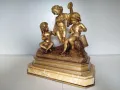 БРОНЗОВА СКУЛПТУРА 19-ВЕК Франция ДЕЦА МУЗИКАНТИ ВЪВ ПОЗЛАТА , снимка 11