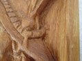 26х17 арт дърворезба мъж с шапка и лула, пано барелеф картина, снимка 5
