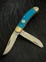 Blue Smooth Bone Sowbelly Trap. Компактен сгъваем джобен ловен нож с две полирани остриета. (RR1951), снимка 2