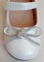 №19-№24, Бели бебешки официални обувки-Балеринки за момиче със сребриста панделка, снимка 3