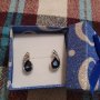 ВИП ОФЕРТА! Нови, сребърни обеци със сини камъни.С подарък-кутийка, снимка 1 - Обеци - 43448664