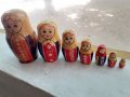 Стара руска кукла матрьошка с интарзия 7 броя, снимка 1 - Антикварни и старинни предмети - 37430506