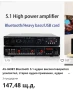 5.1-канален HIFI усилвател,висока мощност,домашно кино,Bluetooth,радио НОВ, снимка 8