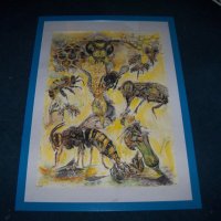 "Пчели" картина на художничката Десислава Илиева, снимка 3 - Картини - 28114634
