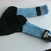 плетени чорапи т.синьо/синьо, ходило 18, конч 26, снимка 1 - Чорапи - 39295105