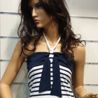 Нова дамска лятна дълга моряшка рокля на тъмносиньо и бяло райе, снимка 9 - Рокли - 28375569