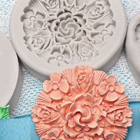 Кръг с цветя и роза хортензии силиконов молд форма декорация торта фондан