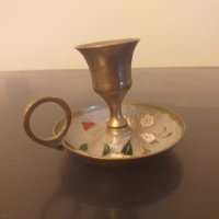 Месингов декориран свещник, снимка 5 - Антикварни и старинни предмети - 27478237